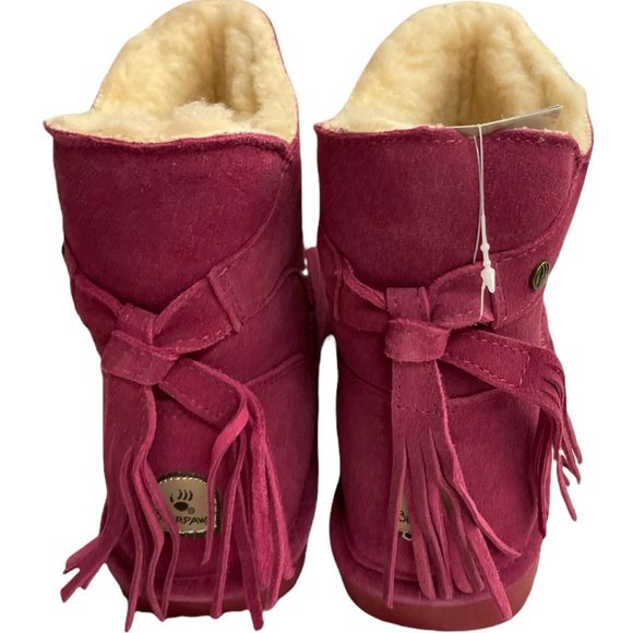 Big Girls Size (3) BEARPAW Mia Boots, from Finish Line Pink Suede Sheepskin - Picture 2 of 12